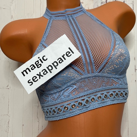 VS XS VERY SEXY BRALETTE BRA RINGS EMBELLISHED LACE CUT OUT - Picture 1 of 2